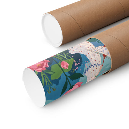 🌸☂️ The Lady Of The Falling Blossoms Matte Vertical Poster – Art Deco Garden Whimsy
