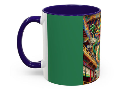 Tibetan Dragon Over Kabuki Duel Colorful Mugs (11oz, 15oz)