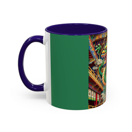 Tibetan Dragon Over Kabuki Duel Colorful Mugs (11oz, 15oz)