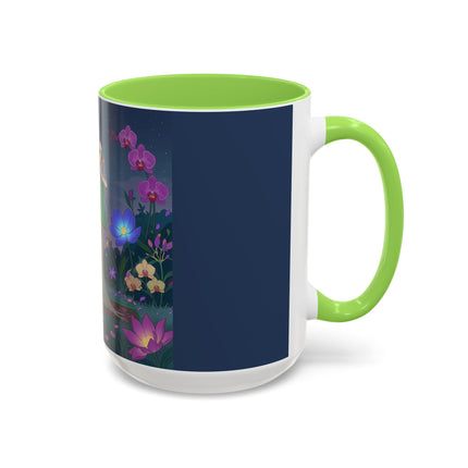 Moonlit Incense Ceremony Colorful Mugs – Art Deco Meditation Garden