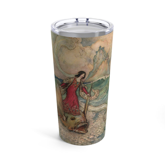 Rita Rides on the Dolphin by Warwick Goble Tumbler 20oz