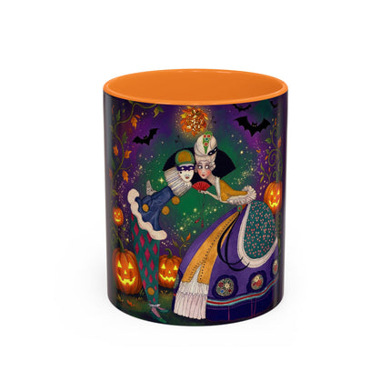 🎭🎃 The Masquerade Beneath The Pumpkin Lantern Colorful Mug – Theatrical Halloween Charm