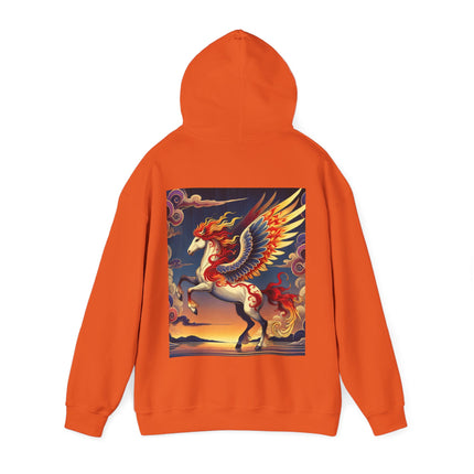 Flame-Winged Horse at Sunset – Heavy Blend™ Hooded Sweatshirt