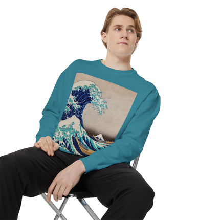 The Great Wave off Kanagawa by Katsushika Hokusai Garment-Dyed Sweatshirt