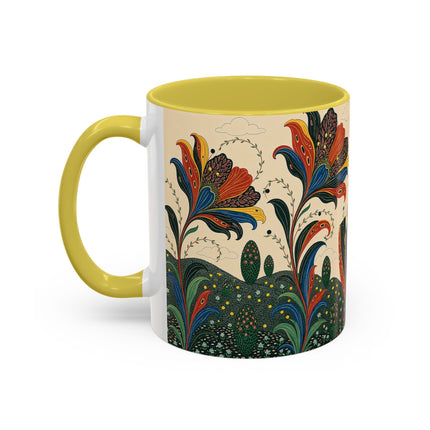 🌺🦋 The Enchanted Floral Voyage Colorful Mug – Art Deco Botanical Whimsy