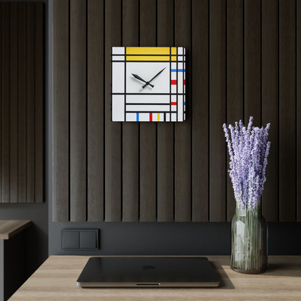 Place de la Concorde by Piet Mondrian Acrylic Wall Clock, Round and Square
