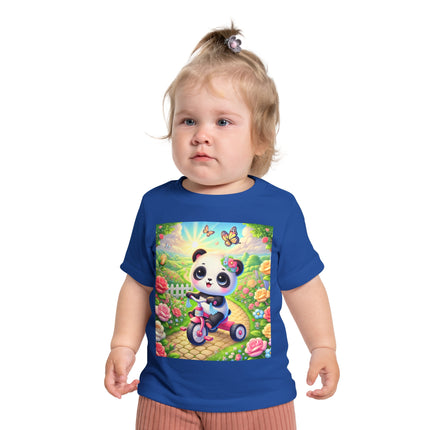 Panda’s Garden Ride Baby T-Shirt – Playful Adventure in Bloom