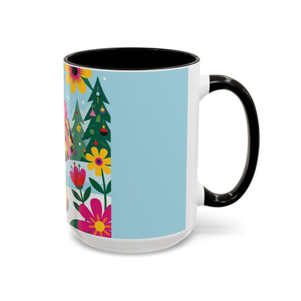 🌸🎄 Christmas In The Winter Garden Colorful Mug – Whimsical Holiday Fantasy