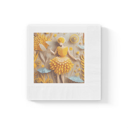 Dandelion Fairy White Coined Napkins