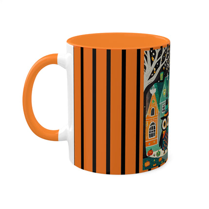 Night of the Trick-or-Treating Owlets Colorful Mugs, 11oz