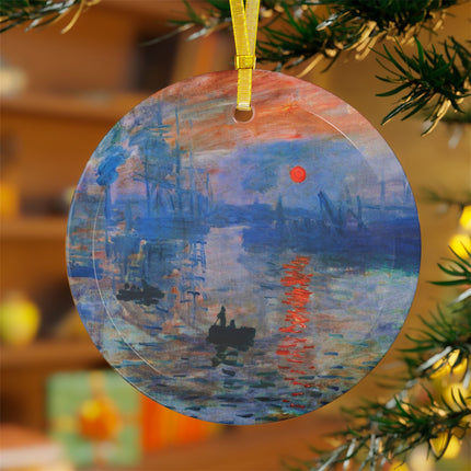 Sunrise by Claude Monet Glass Ornament