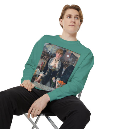 A Bar at the Folies-Bergère by Edouard Manet Unisex Garment-Dyed Sweatshirt