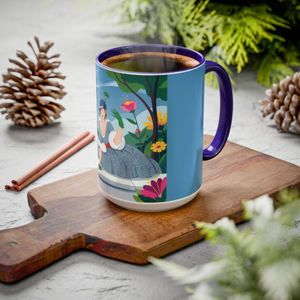 The Lady Of The Secret Garden Colorful Mugs – Art Deco Botanical Elegance
