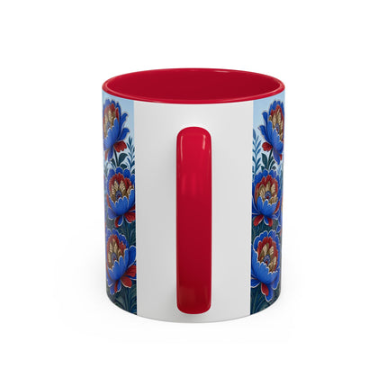 💙🌺 The Sapphire Blossom Garden Dancer Colorful Mug – Art Deco Fashion Fantasy