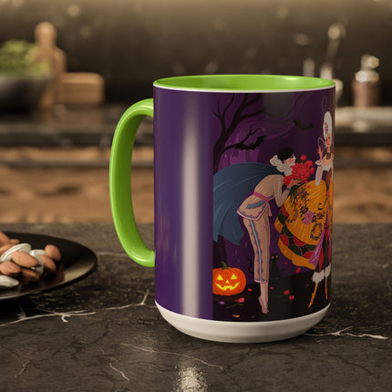 🎭🌹 The Harlequin Rose Masquerade Colorful Mug – Theatrical Halloween Romance