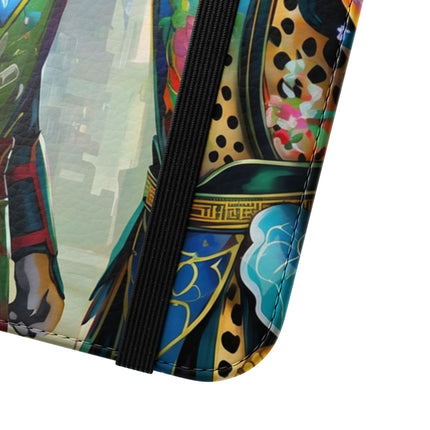 🐆🦜 Cybernetic Duets Flip Case – Neon Elegance & Digital Harmony