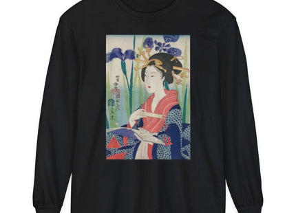 Woman with Bookmark and Book Garment-dyed Long Sleeve T-Shirt