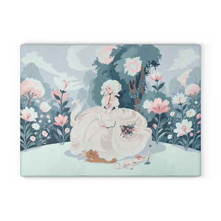 🌸📖 The Lady Of The Secret Garden Glass Cutting Board – Art Deco Floral Elegance