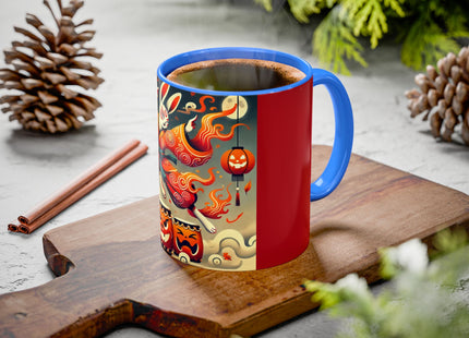 Jack-O’-Lantern Drums & The Kabuki Rabbit Colorful Mugs (11oz, 15oz)