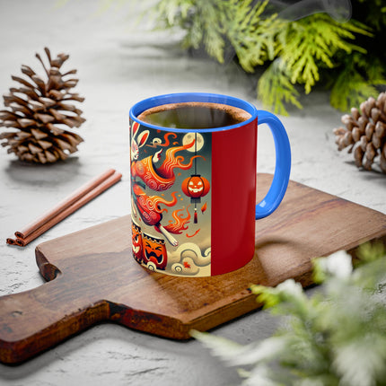 Jack-O’-Lantern Drums & The Kabuki Rabbit Colorful Mugs (11oz, 15oz)