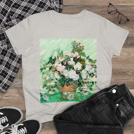 Roses by Vincent Van Gogh Women's Midweight Cotton Tee