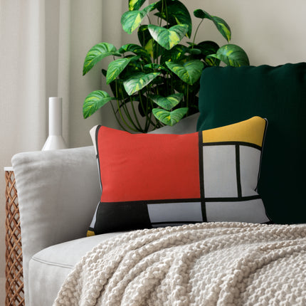 Composition with Red, Yellow, Blue, and Black by Piet Mondrian Spun Polyester Lumbar Pillow
