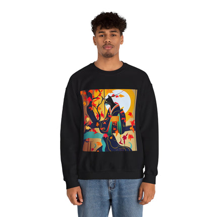 Black Cat in Kimono Unisex Heavy Blend™ Crewneck Sweatshirt