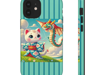 Geisha Kitten and the Dragon Kite Phone Cases