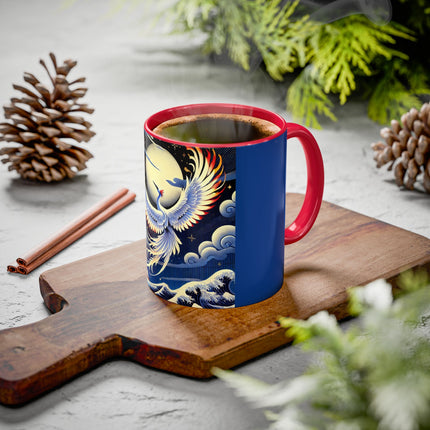 Majestic White Crane Colorful Mugs (11oz, 15oz)