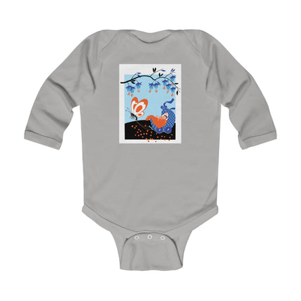 Fluttering Dreams Baby Long Sleeve Bodysuit – Butterfly Carriage & Whimsical Journey