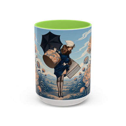 ☔🌸 The Grand Floral Journey Colorful Mug – Art Deco Travel Elegance