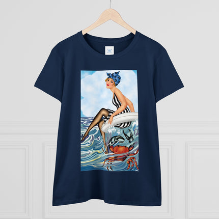 Playful Waves and Fashion Follies Women's Midweight Cotton Tee