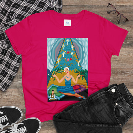 Art Deco Christmas Elegance Women's Midweight Cotton Tee