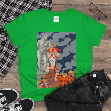 Rococo Grandeur Women's Midweight Cotton Tee – Opulent Elegance & Theatrical Charm