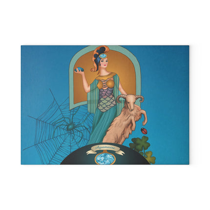 March & Aquamarine Zodiac Glass Cutting Board