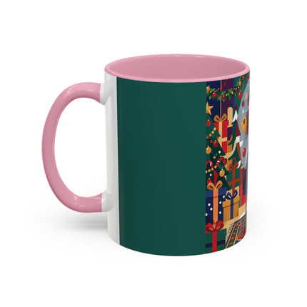 ☃️🎄 The Snowman's Christmas Companion Colorful Mug – Art Deco Holiday Fantasy