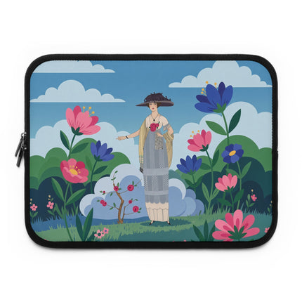 🌸🎀 The Lady In The Summer Garden Laptop Sleeve – Art Deco Floral Elegance