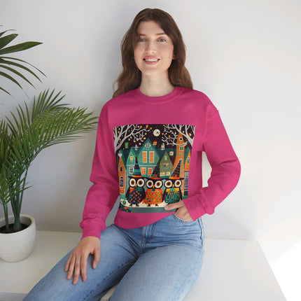 Night of the Trick-or-Treating Owlets Unisex Heavy Blend™ Crewneck Sweatshirt