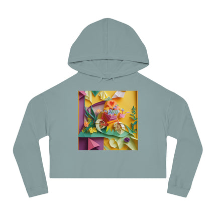 Origami Bicycle Women’s Cropped Hooded Sweatshirt