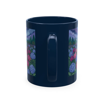 🦚🌸 The Lady & The Peacock On The Garden Steps Ceramic Mug – Art Deco Garden Elegance