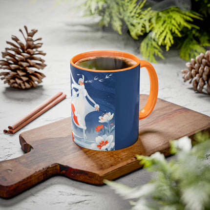 ❄️⛸️ The Winter Skater’s Flight Colorful Mug – Art Deco Floral Fantasy