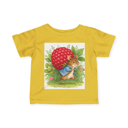 🐭🍓 The Little Raspberry Garden Mouse Infant Fine Jersey Tee – Whimsical Woodland Charm