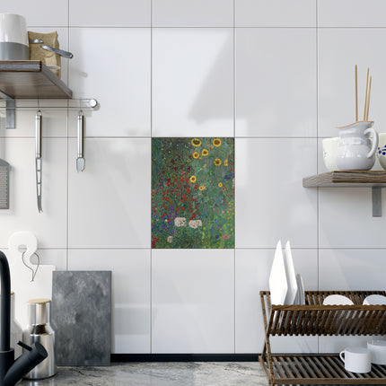 Farm Garden with Sunflowers by Gustav Klimt Ceramic Tile
