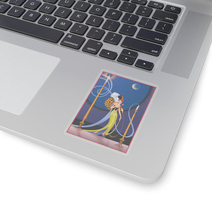 Smoke and Secrets: A Glamorous Encounter in Prohibition Era Kiss-Cut Stickers (4 Sizes)
