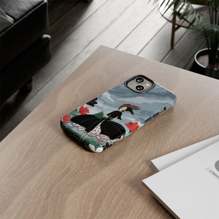 🌧️🌺 The Stormy Flower Walk Phone Case – Art Deco Floral Fashion