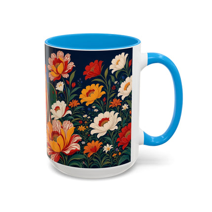 🌺🐦 The Enchanted Birdcage Garden Colorful Mug – Art Deco Floral Fantasy