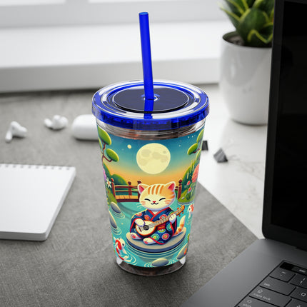 Melodic Kitten by the Koi Pond Sunsplash Tumbler with Straw, 16oz
