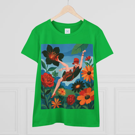 🌺✨ The Lady In The Fabulous Flowers Cotton Tee – Art Deco Floral Fantasy