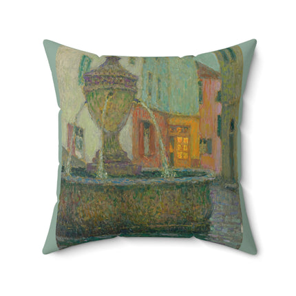 La Fontaine, Saint-Paul De Vence by Henri Le Sidaner Spun Polyester Square Pillow