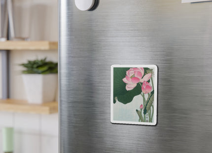 Blooming Lotus Flowers by Ohara Koson Die-Cut Magnets (5 Sizes)